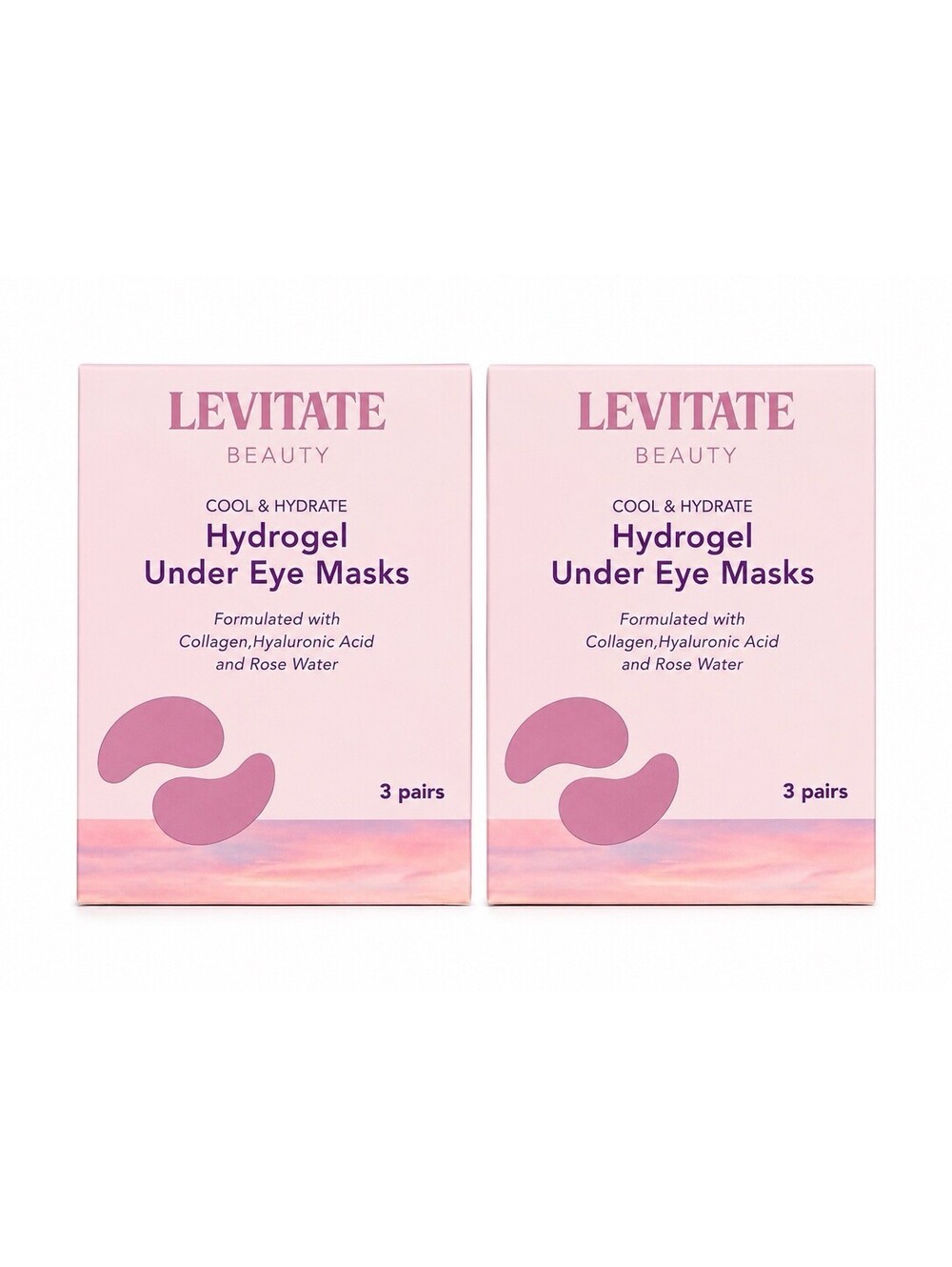 Levitate Beauty Hydrogel Under Eye Masks 3 Pairs Collagen Hyaluronic Acid 2 Pack